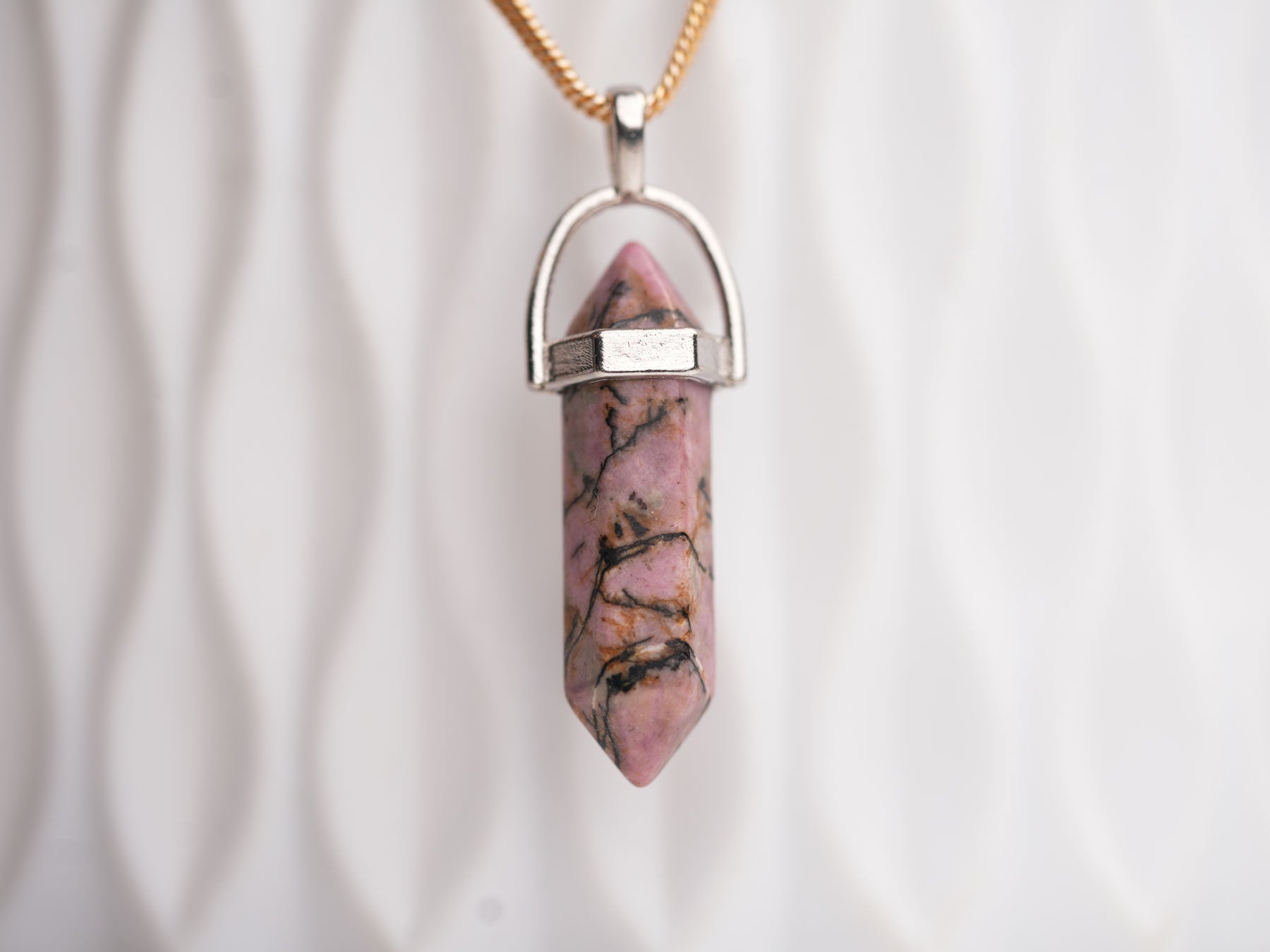 Rhodonite Wand Pendant: Embrace Unconditional Love and Healing