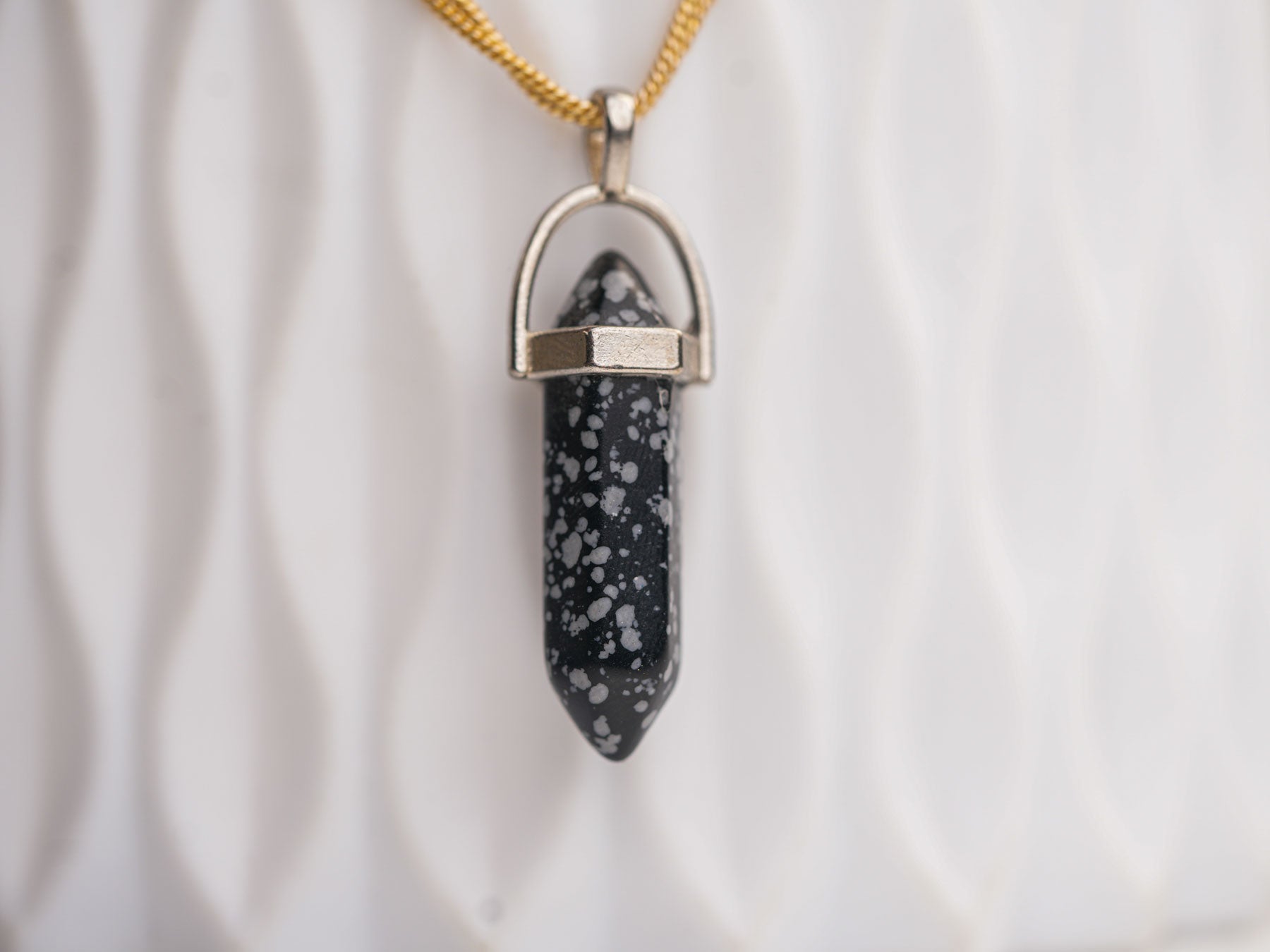 Snowflake Obsidian Wand Pendant: Embrace Transformation and Growth