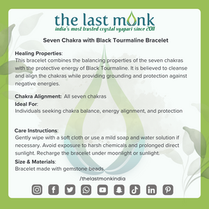 Seven Chakra Black Tourmaline Bracelet : Enhance Chakra AlignmentThe Last Monk