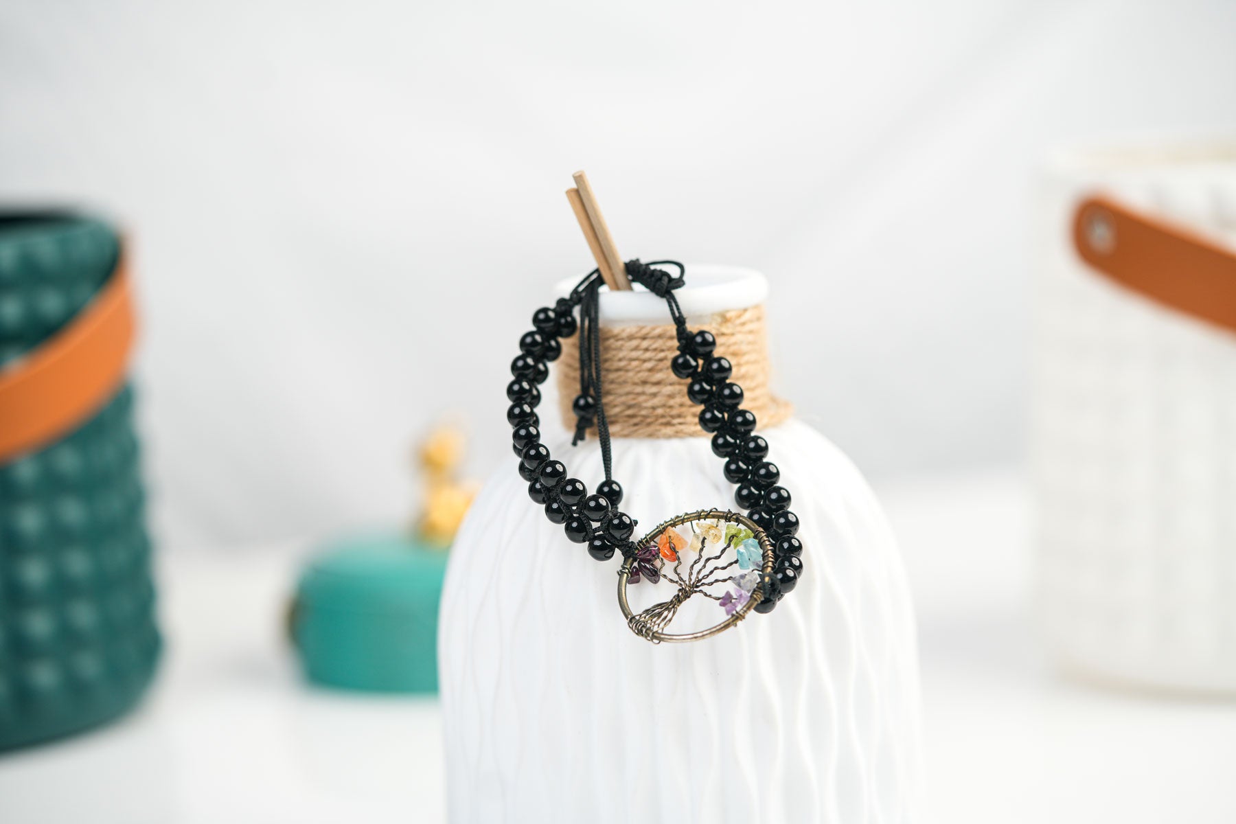 Seven Chakra Tree with Black Tourmaline Bracelet: Find Inner Balance and Protection