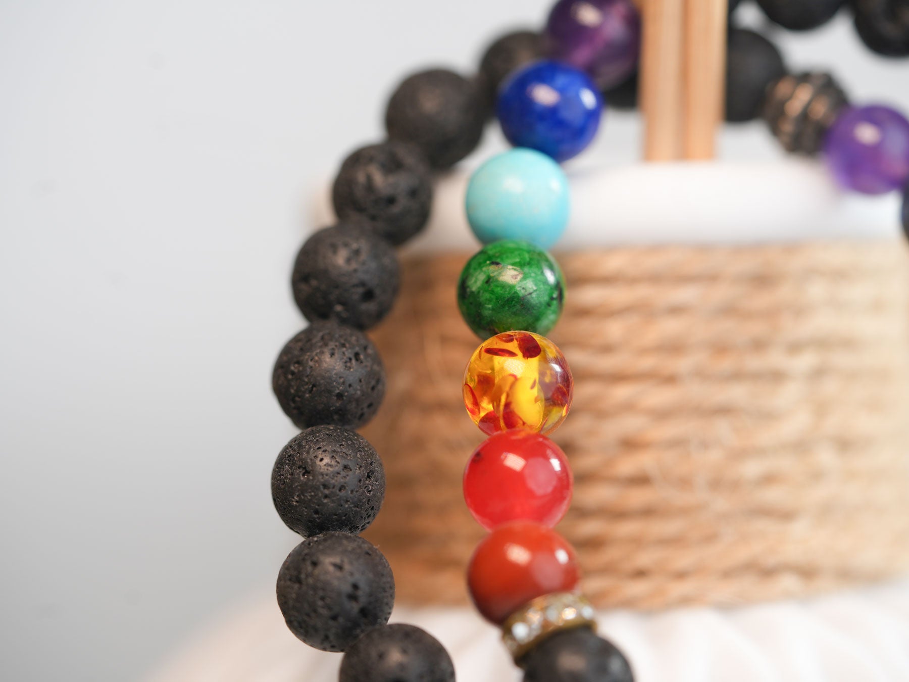 Seven Chakra with Lava Stones Bracelet: Balance and Grounding Harmony