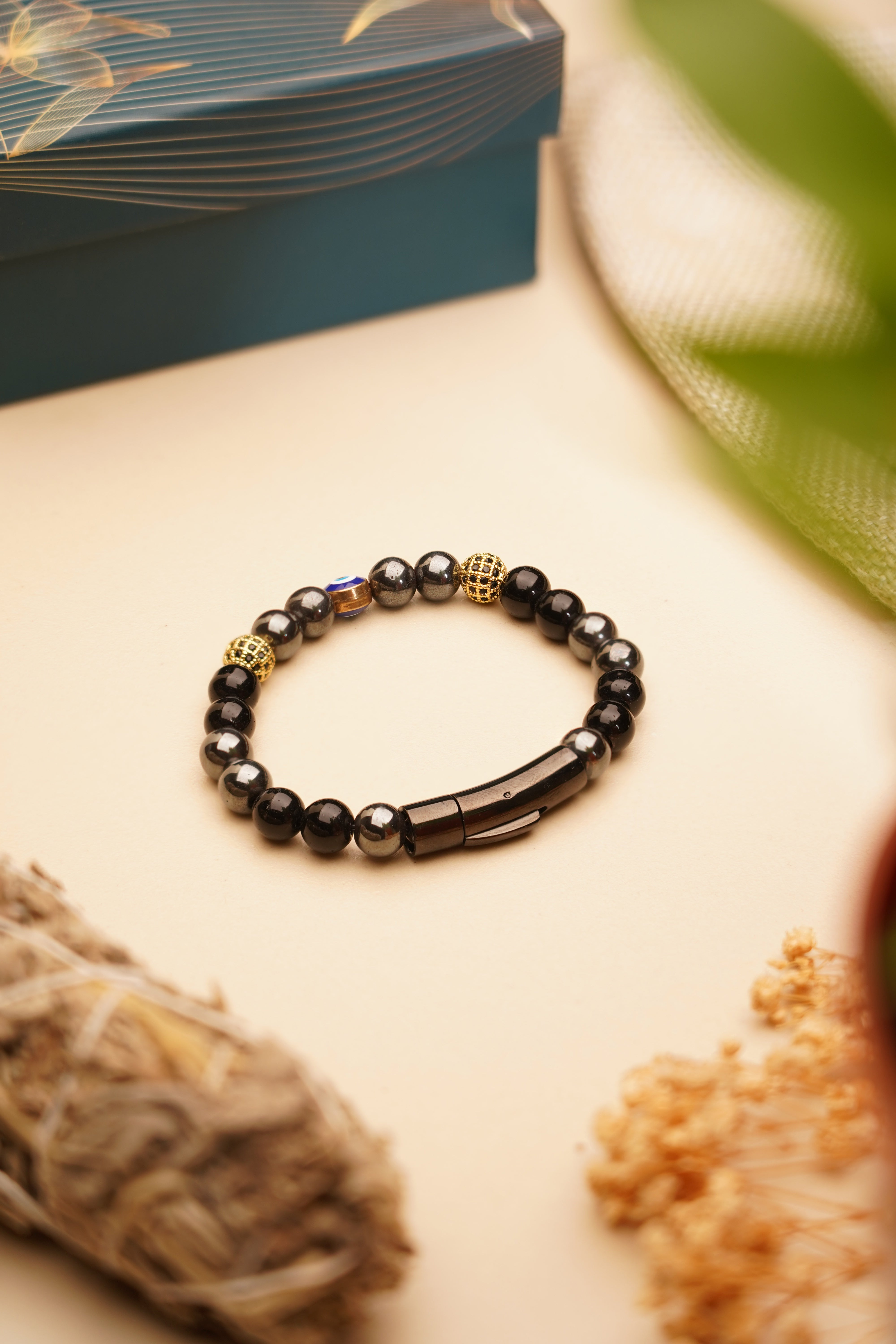 Hematite with Black Onyx Custom TruFit Bracelet - Balance & Protection