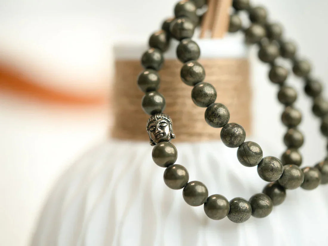 Pyrite Natural Stone Bracelet for Attracting Wealth, Abundance Success