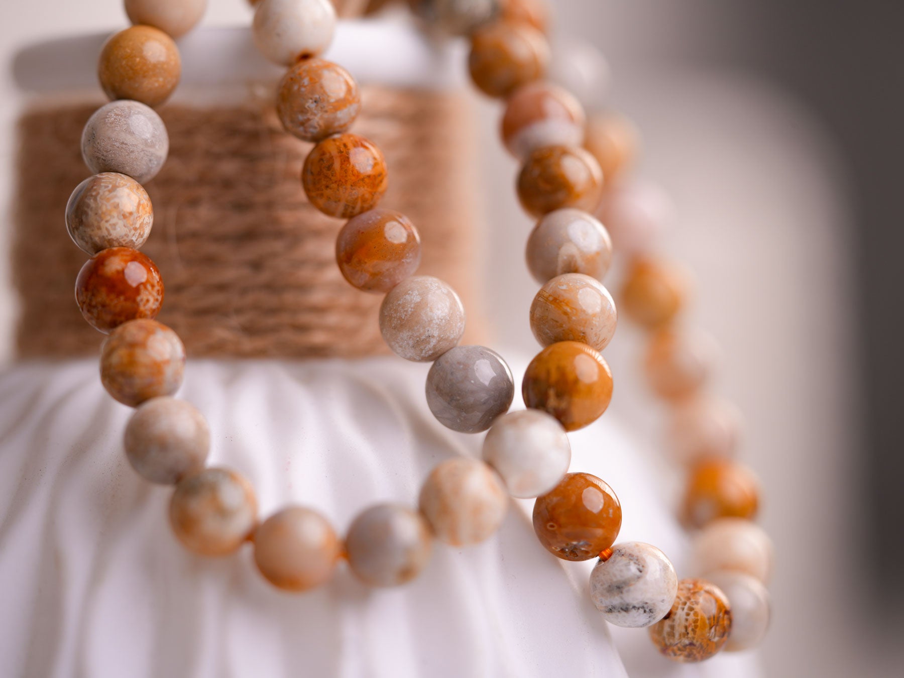 Coral Jade Fossil Bracelet: Timeless Elegance with Earthy Energies