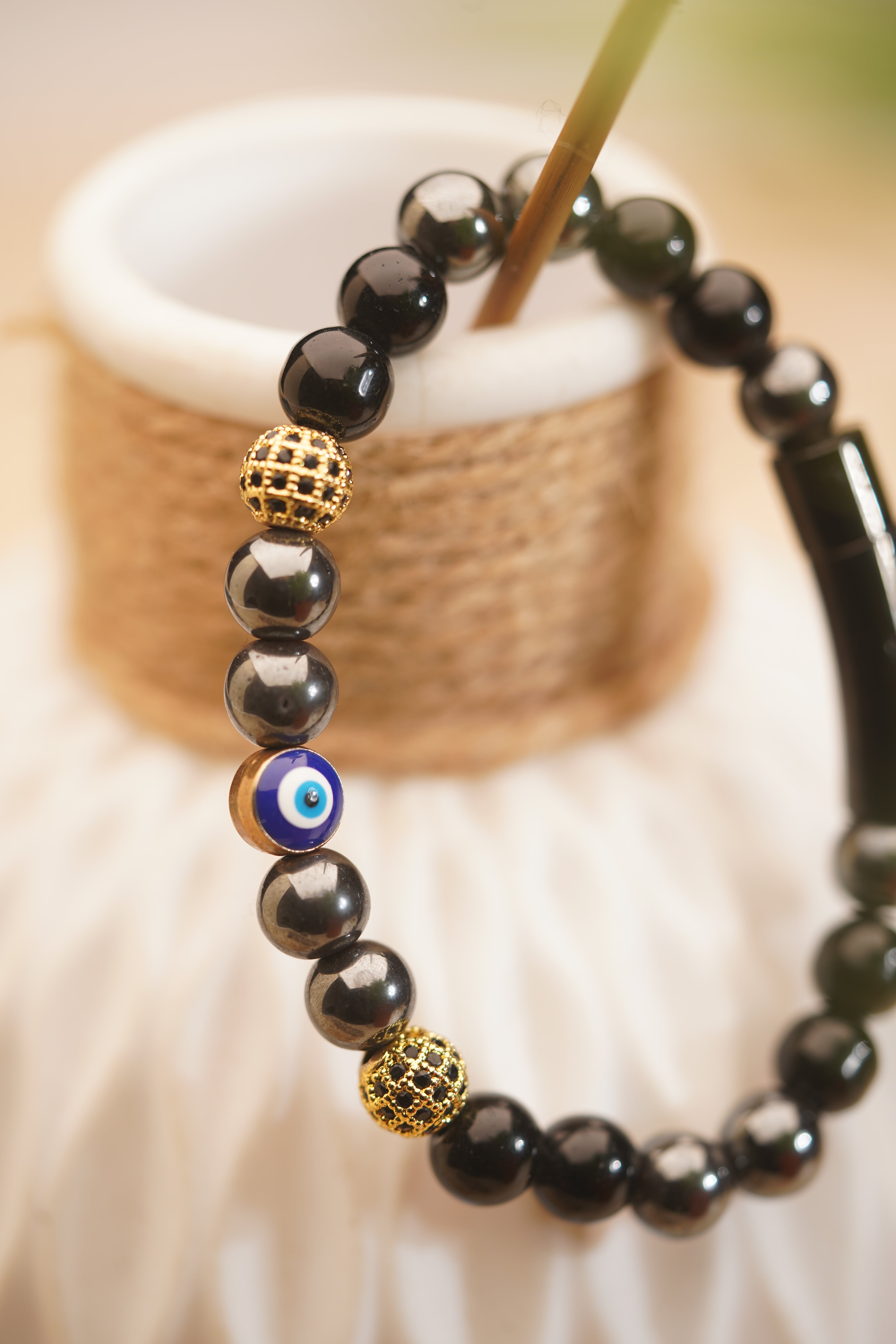 Hematite with Black Onyx Custom TruFit Bracelet - Balance & Protection