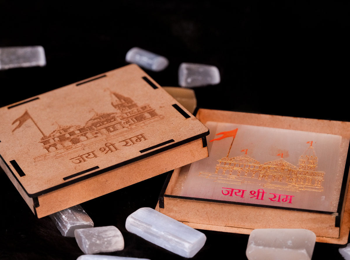 Jai Shree Ram engraved Selenite Plate: Ayodhya Edition