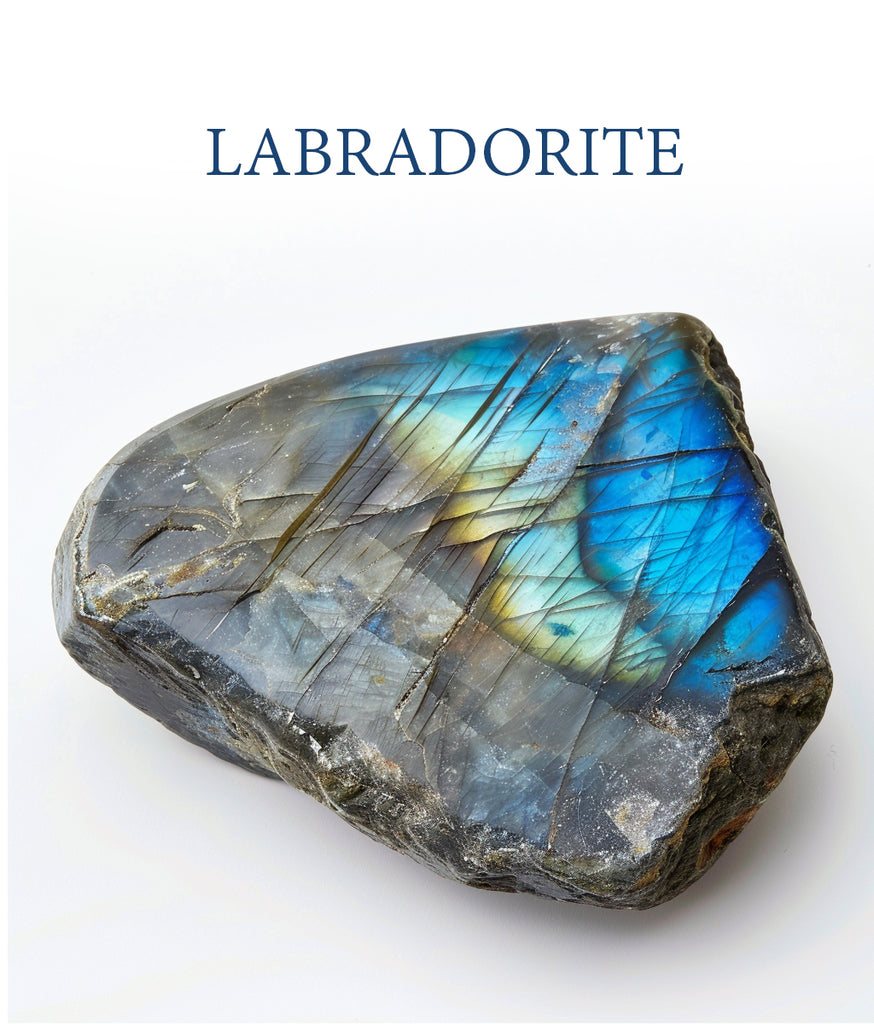 Labradorite Raw Stone Glass Vase Decor Unveil Mystical Radiance in Your Space Image 1