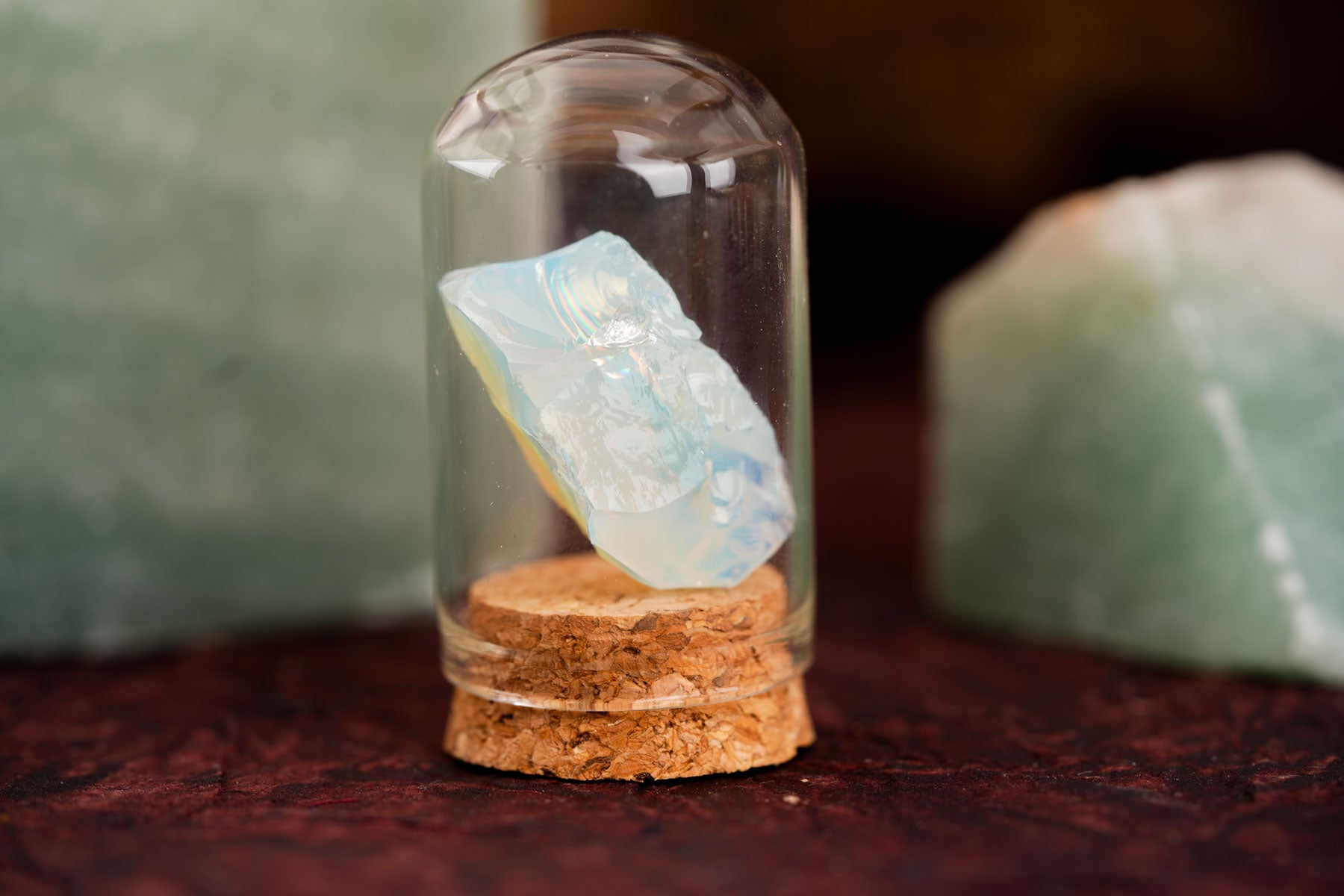 Opalite Raw Stone Crystal Glass Vase Decor: Radiate Tranquil Brilliance