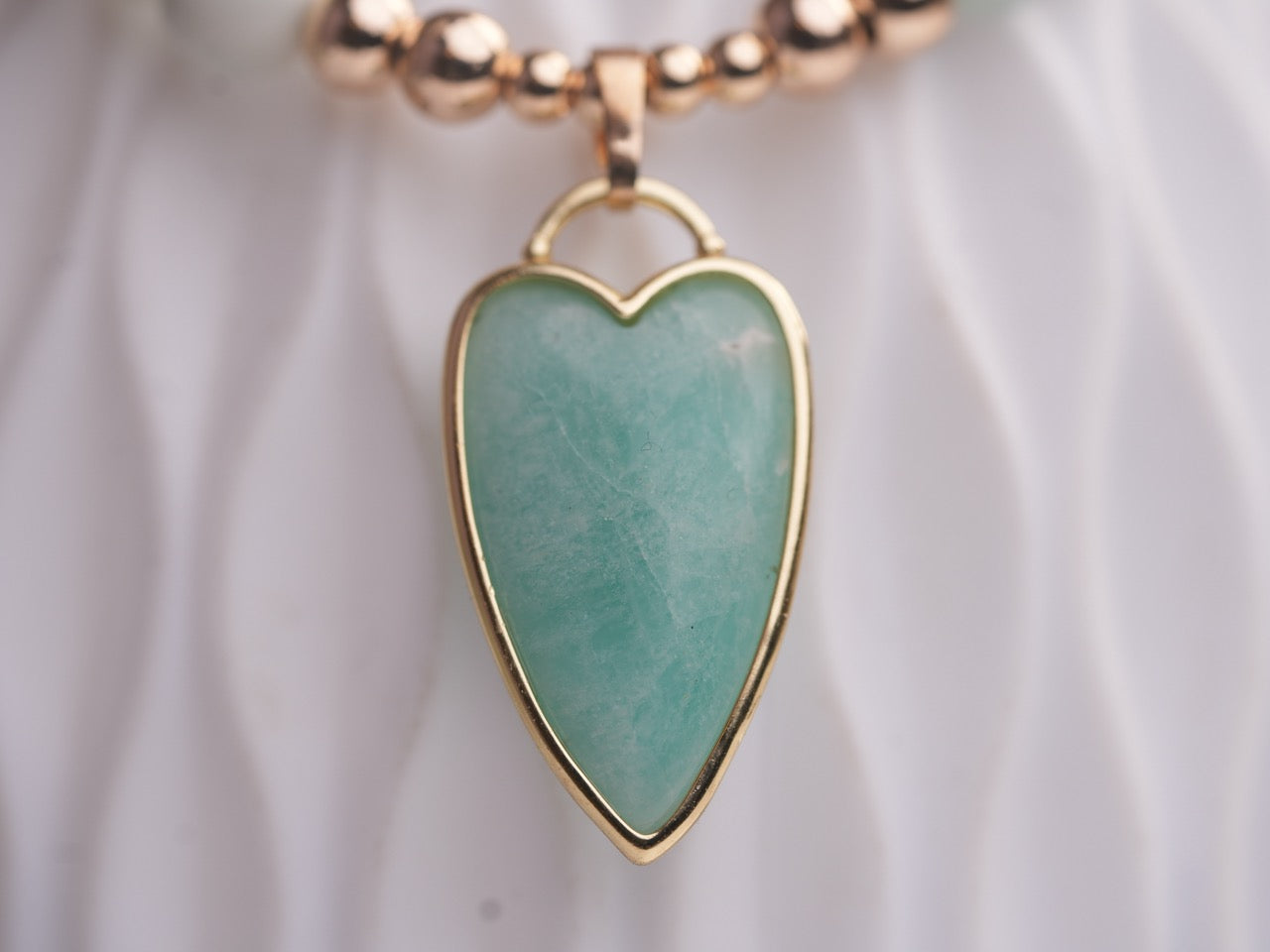 Amazonite Necklace with Love Shape Pendant