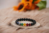 Seven Chakra with Black Tourmaline Bracelet : Enhance Chakra Alignment and Protection