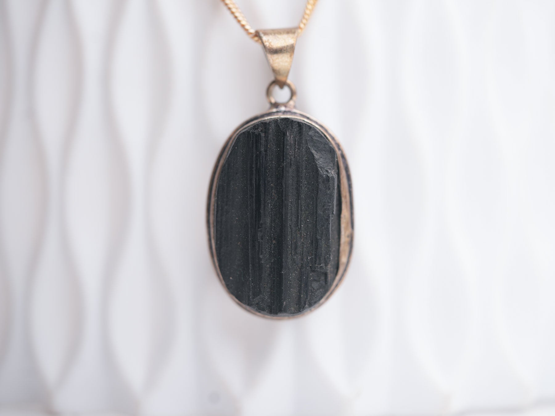 Black Tourmaline Oval Pendant : Embrace Protection and Grounding