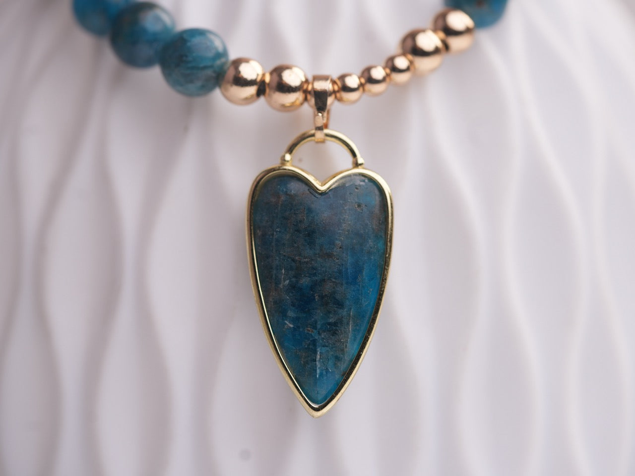 Blue Apatite Necklace with Love Shape Pendant: Ignite Passion and Self-Expression