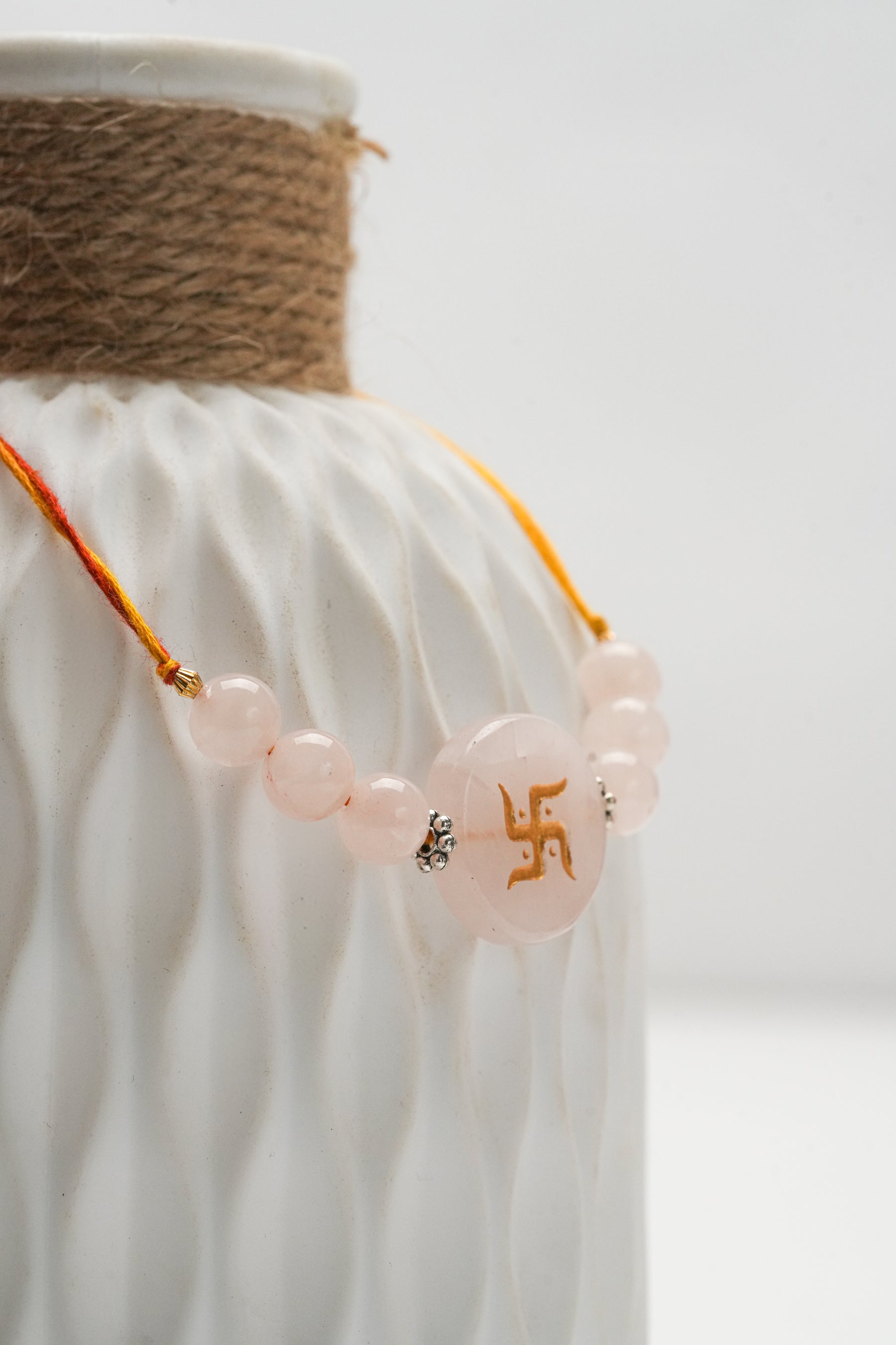 Natural Rose Quartz Rakhi