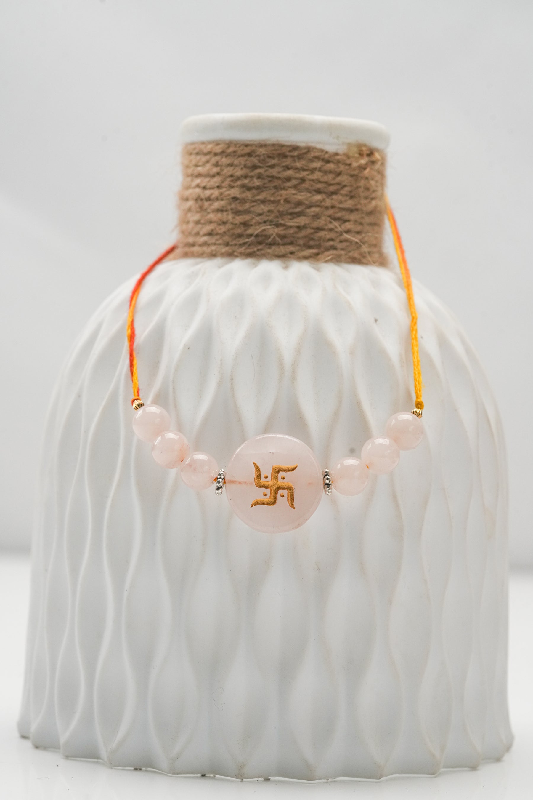 Natural Rose Quartz Rakhi