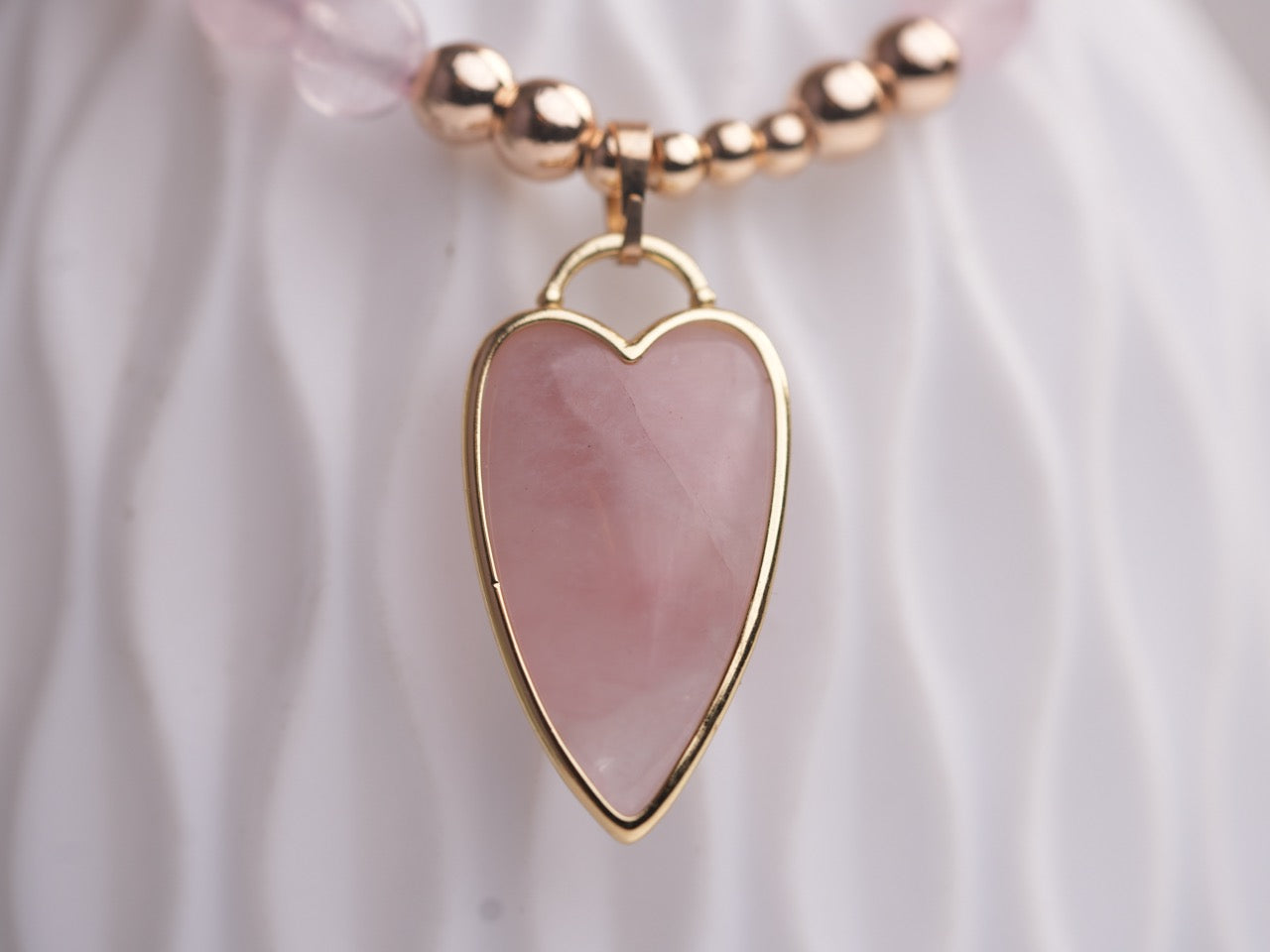 Rose Quartz Necklace with Love Shape Pendant: Embrace Unconditional Love